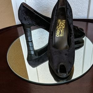 Ferragamo peep toe heels